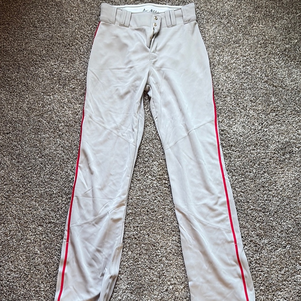 Men's Baseball Gray Pants with Red Stripe M